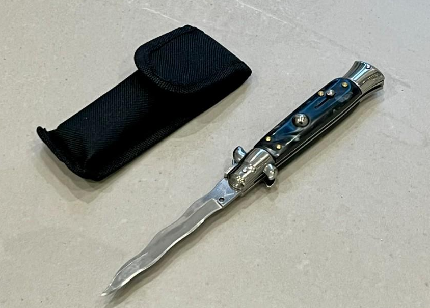 Couteau automatique stiletto italien 22cm lame kriss avec étui