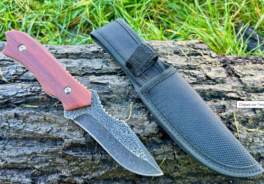 couteau droit lame pierre volcanique 22cm