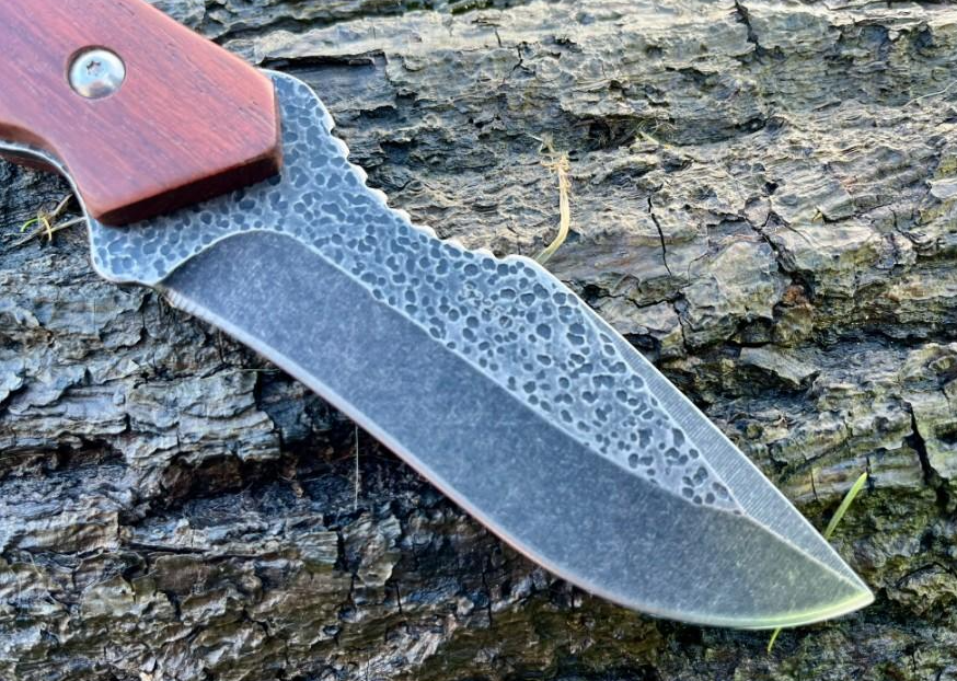 couteau droit lame pierre volcanique 22cm