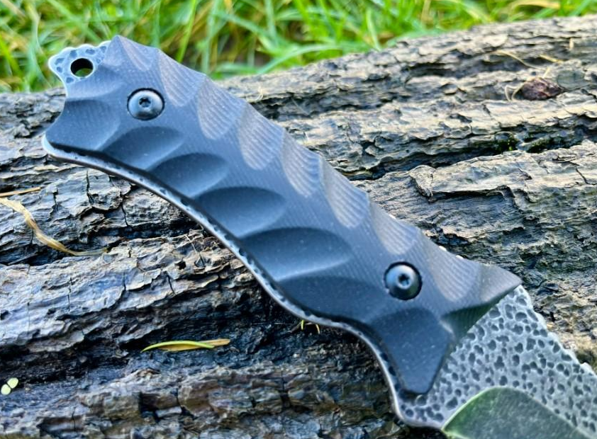 couteau droit lame pierre volcanique 22cm manche G10