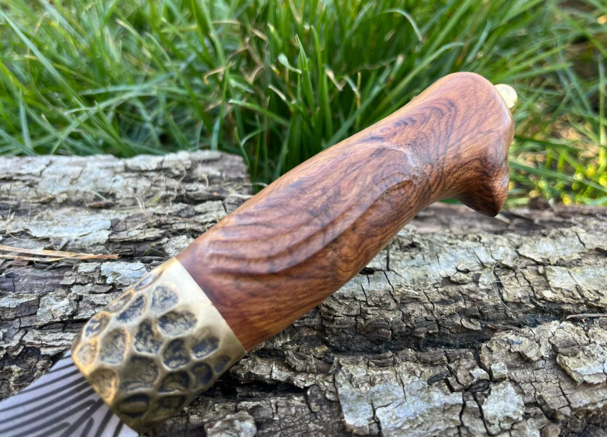 COUTEAU DROIT 30CM LAME PLUME D'OISEAU ETUI CUIR