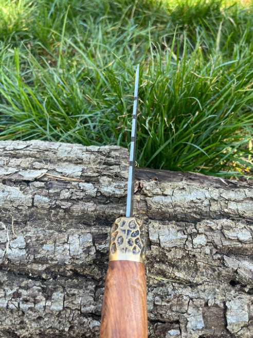 COUTEAU DROIT 30CM LAME PLUME D'OISEAU ETUI CUIR