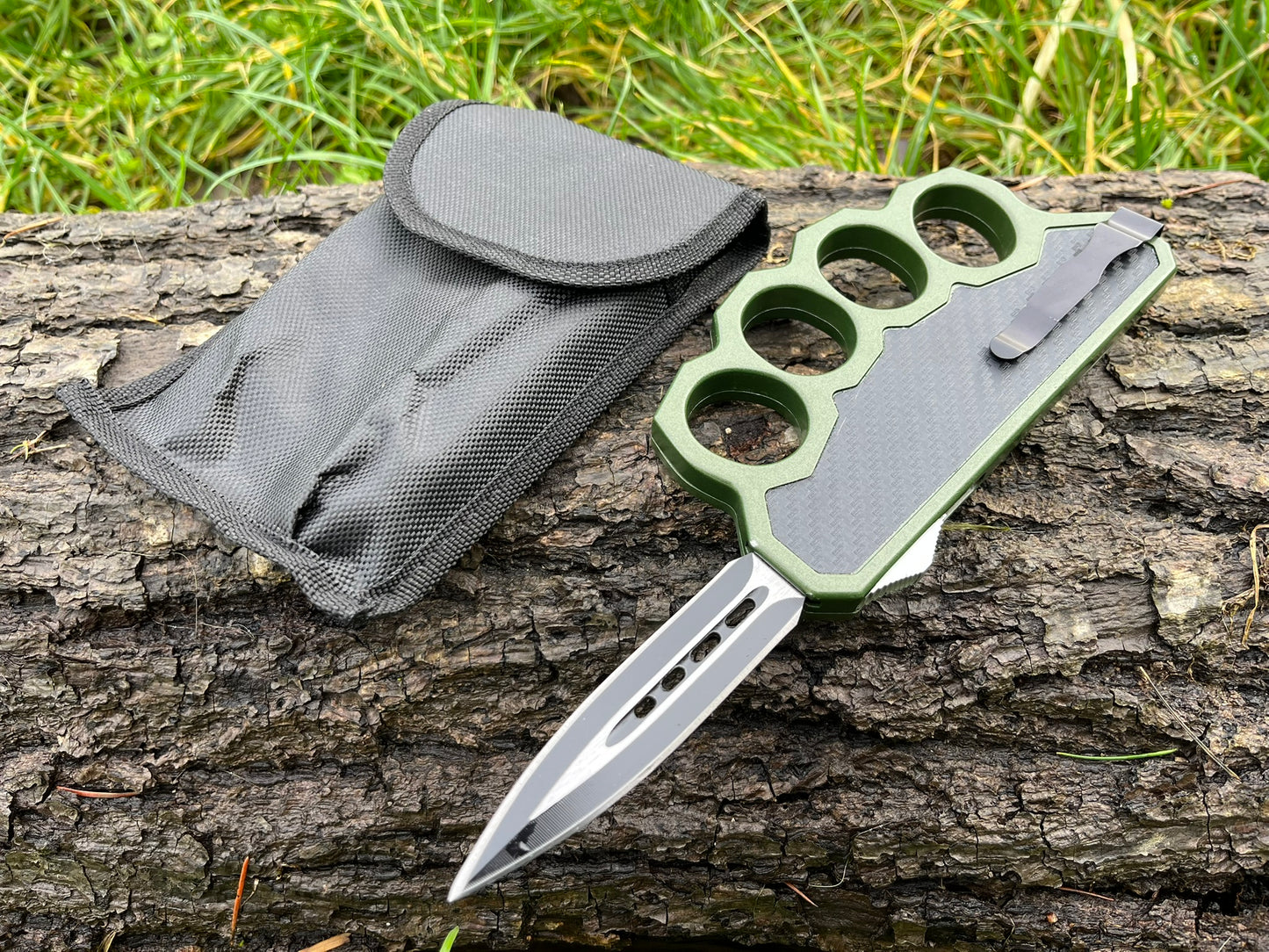 Couteau de Tranchée OTF Tout Acier – Vert Militaire et Noir