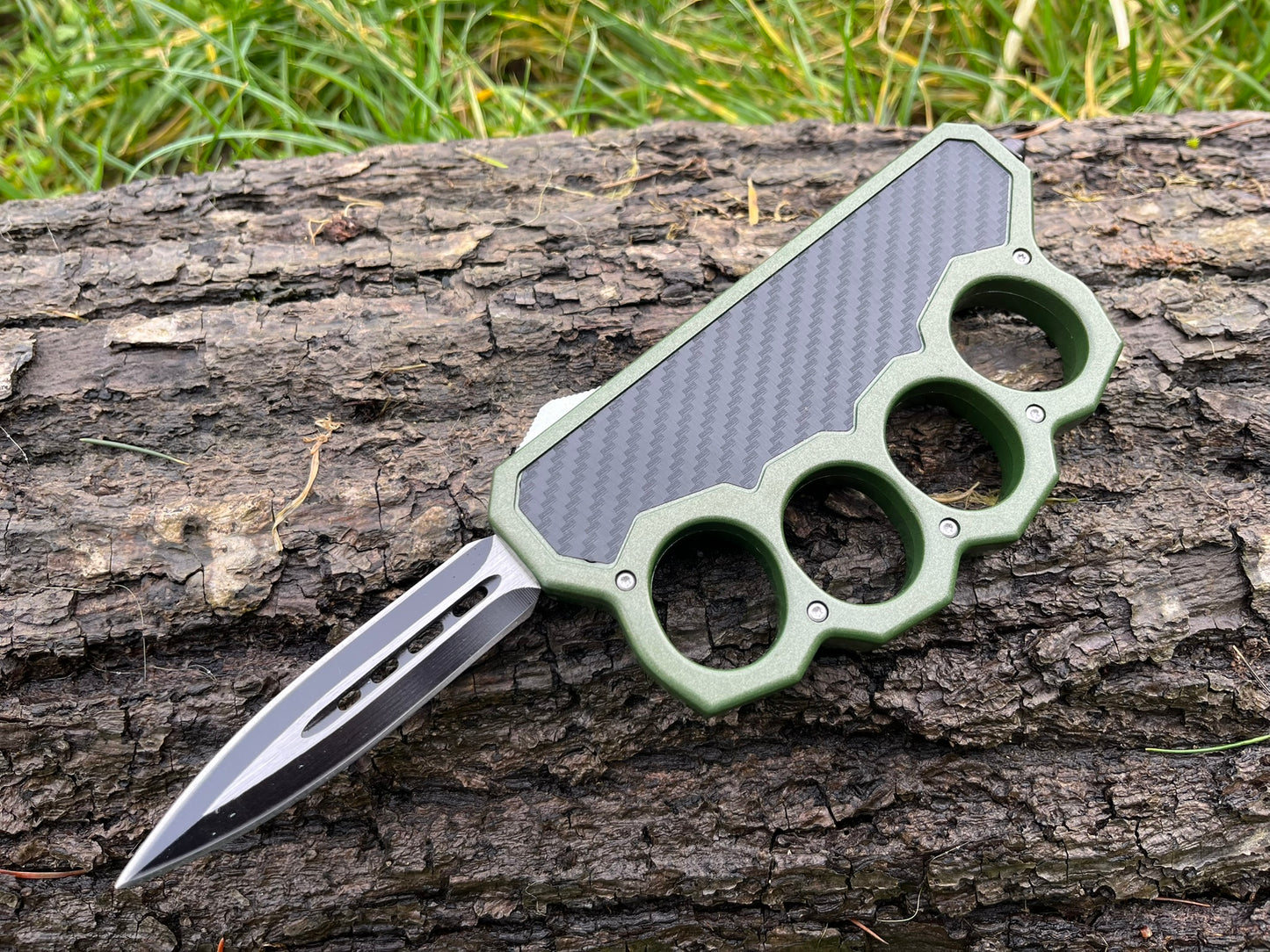 Couteau de Tranchée OTF Tout Acier – Vert Militaire et Noir