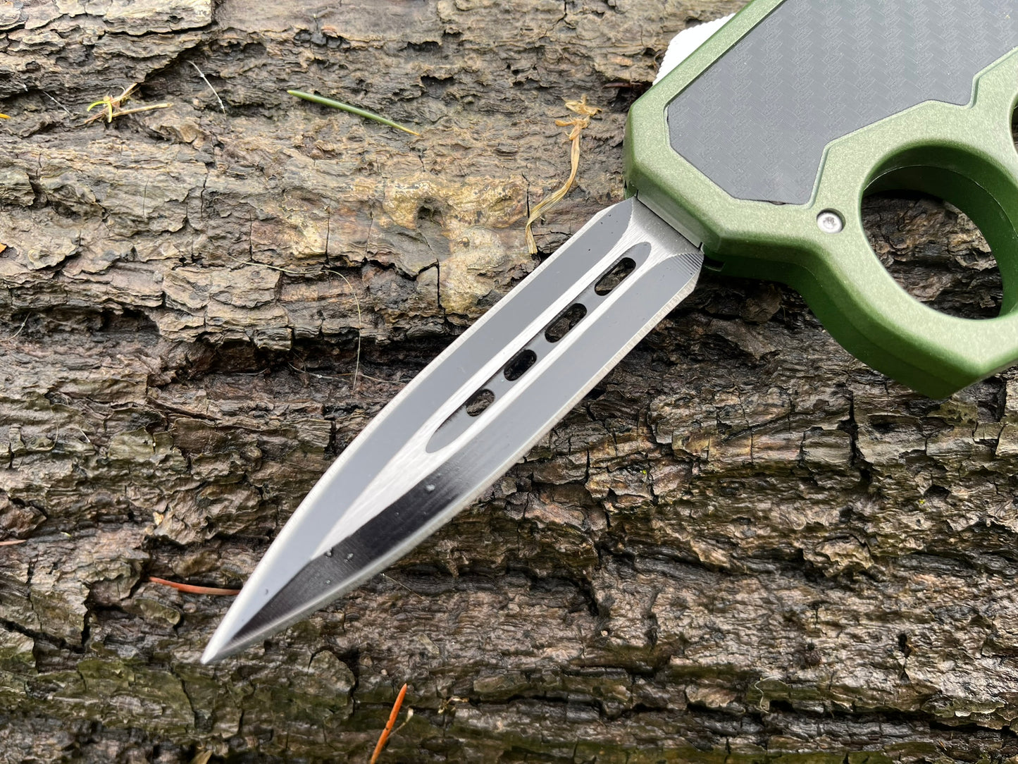 Couteau de Tranchée OTF Tout Acier – Vert Militaire et Noir