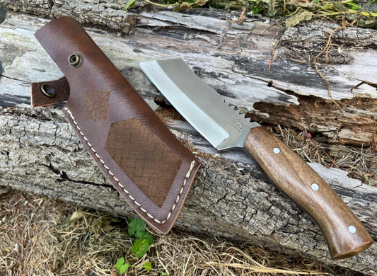 Couteau 23cm lame scramasaxe court nordique forgé LLF série chasse