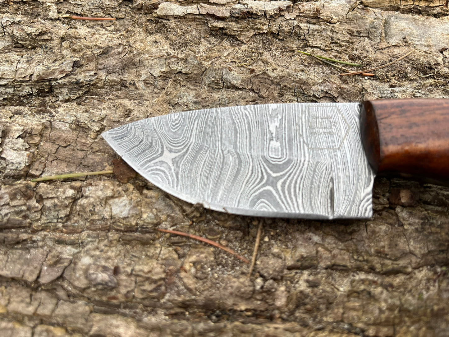 Couteau bushcraft/dépeuce damas forgé LLF 18cm