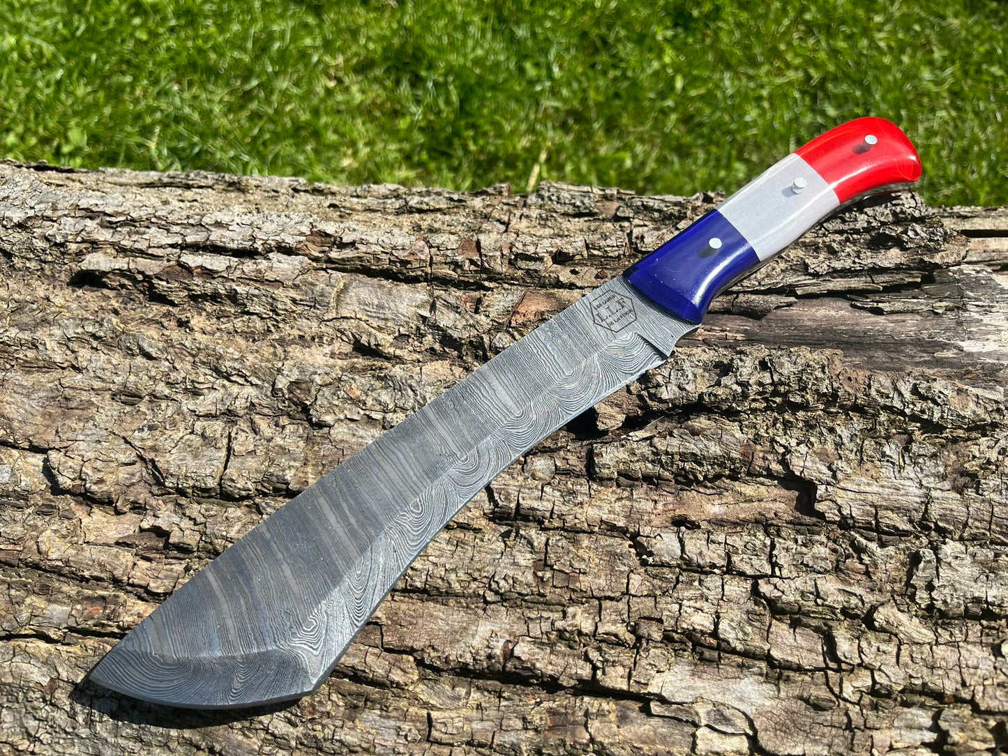 Couteau machette de battue damas forgé LLF 33cm édition patriote