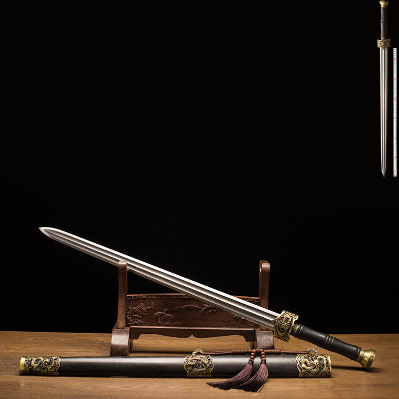 Épée acier motif raffiné cuivre ébène 92 cm – lame tranchante