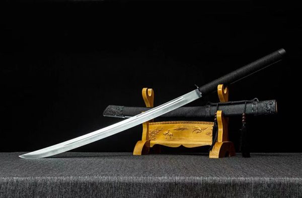 Katana forgé main acier manganèse 115 cm – prêt à affûter