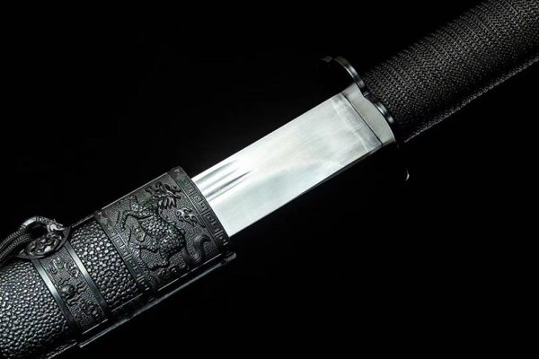 Katana forgé main acier manganèse 115 cm – prêt à affûter