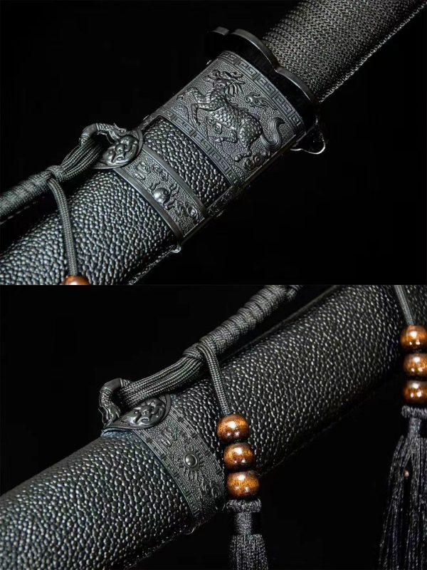 Katana forgé main acier manganèse 115 cm – prêt à affûter