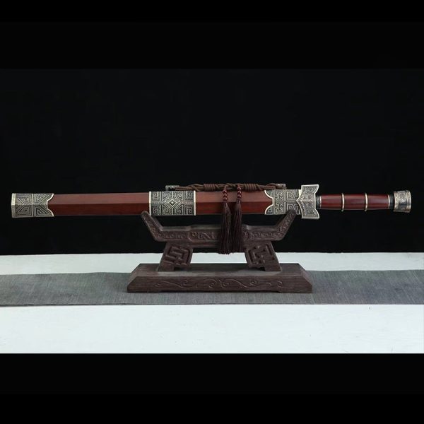 Épée acier damas raffiné cuivre ébène 86 cm – lame tranchante