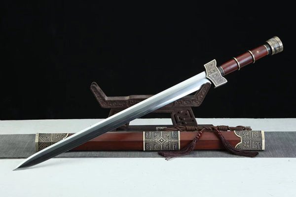 Épée acier damas raffiné cuivre ébène 86 cm – lame tranchante