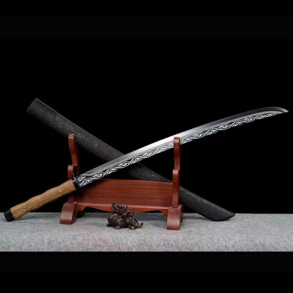 Katana acier manganèse prêt à affûter 110 cm – motifs imprimés