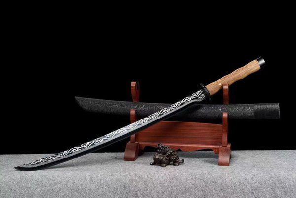 Katana acier manganèse prêt à affûter 110 cm – motifs imprimés