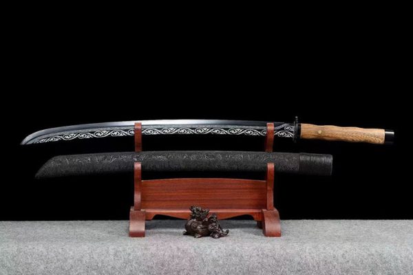 Katana acier manganèse prêt à affûter 110 cm – motifs imprimés