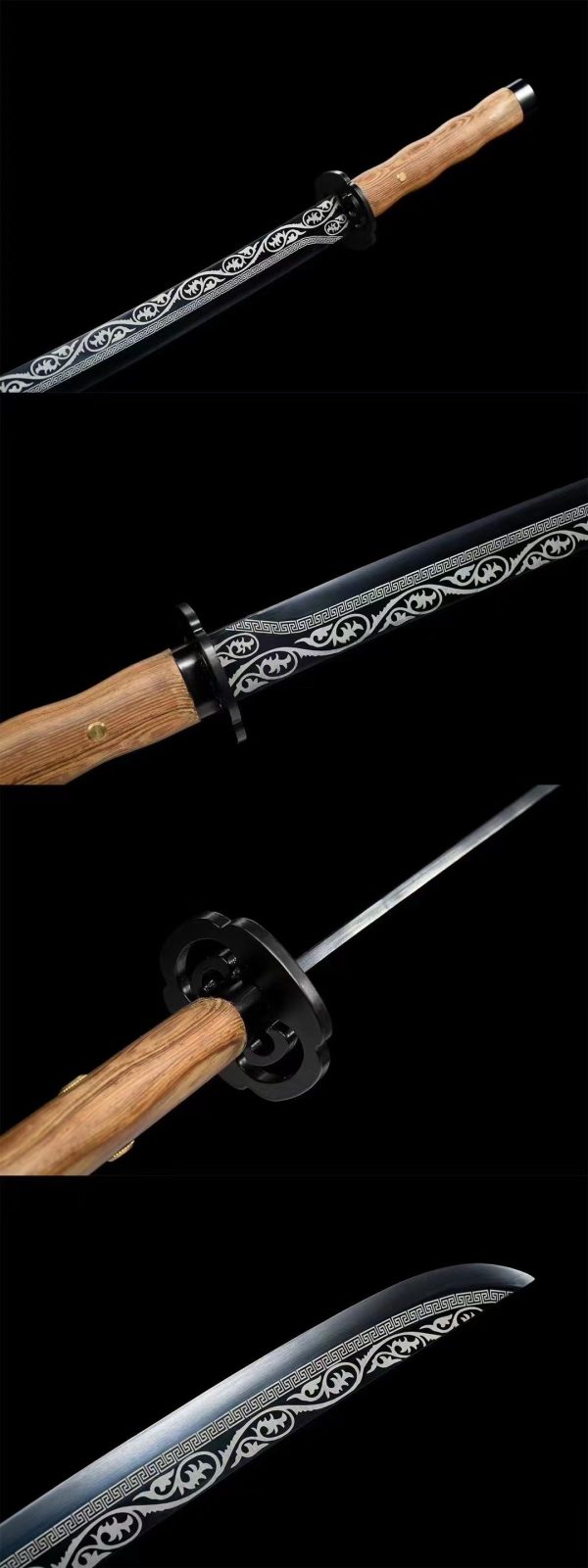 Katana acier manganèse prêt à affûter 110 cm – motifs imprimés