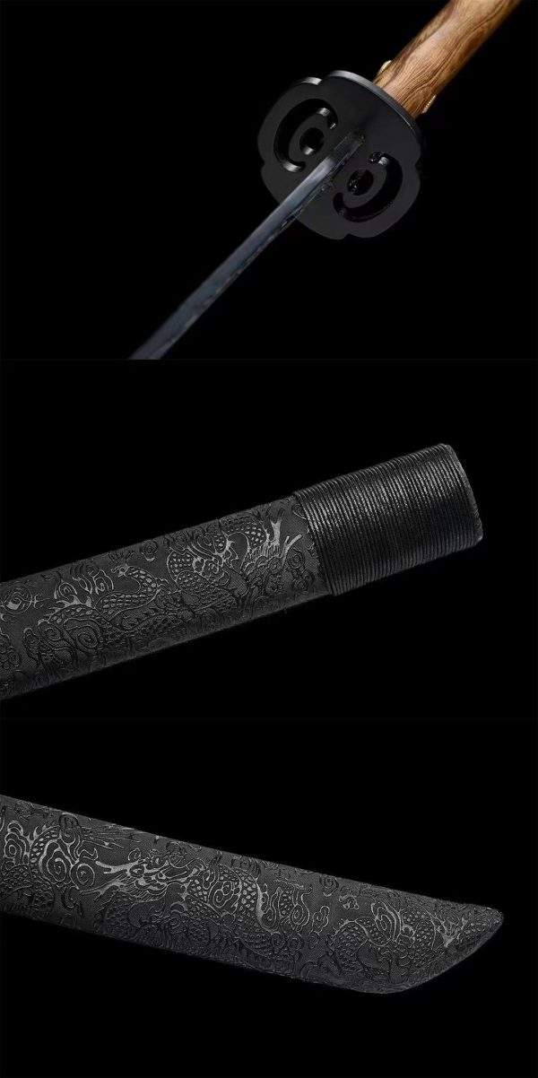 Katana acier manganèse prêt à affûter 110 cm – motifs imprimés