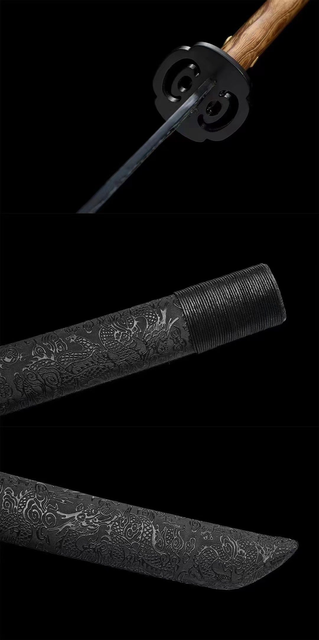 Katana acier manganèse prêt à affûter 110 cm – motifs imprimés