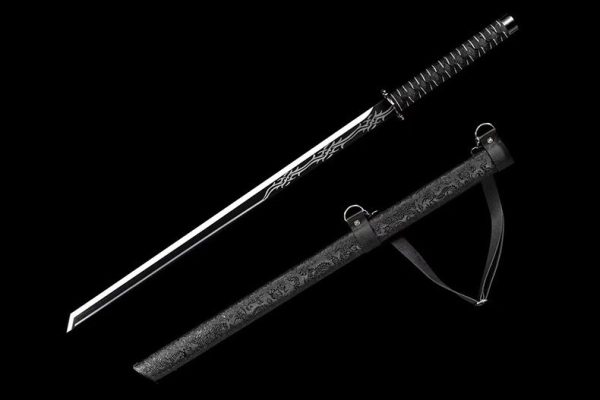 Katana acier manganèse forgé main 98 cm – tsuka traditionnelle