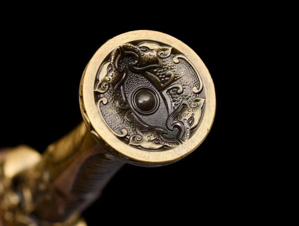 Épée droite asiatique double tranchant 99 cm – acier manganèse forgé main