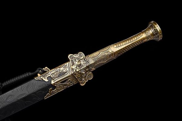 Épée droite asiatique double tranchant 99 cm – acier manganèse forgé main