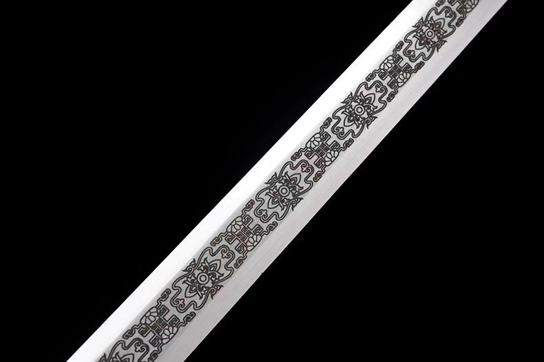 Épée droite asiatique double tranchant 99 cm – acier manganèse forgé main