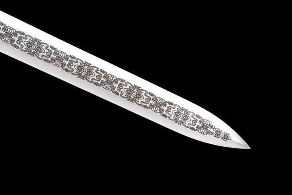 Épée droite asiatique double tranchant 99 cm – acier manganèse forgé main