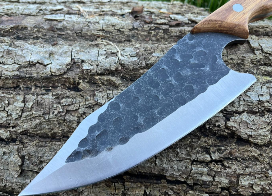 couteau de découpe 30 cm lame martelée noire full tang