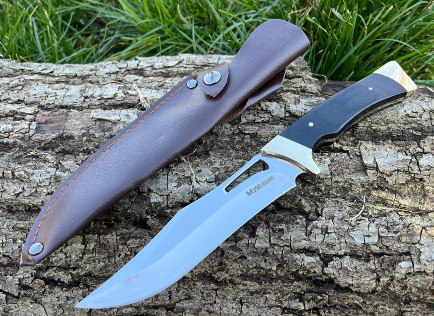 Captured_ecran2025-10-09180417 couteau droit M390 full tang bois noir laiton 25 cm vue principale