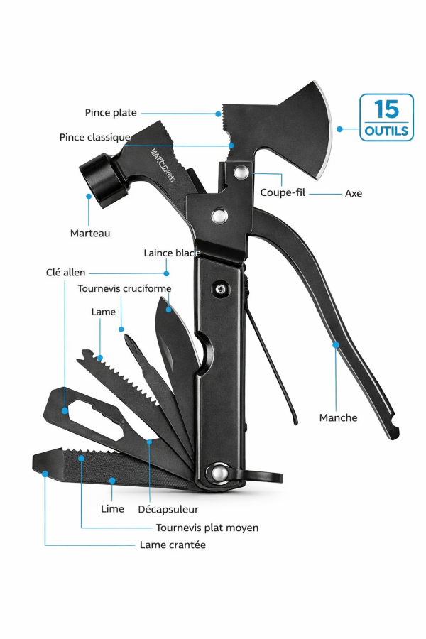 Kit de survie lampe frontale et multioutil