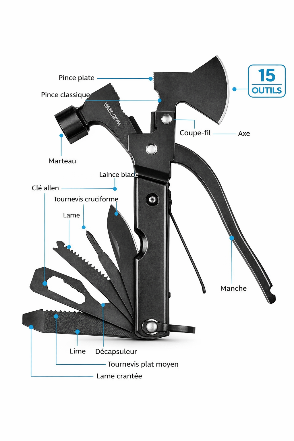 Kit de survie lampe frontale et multioutil