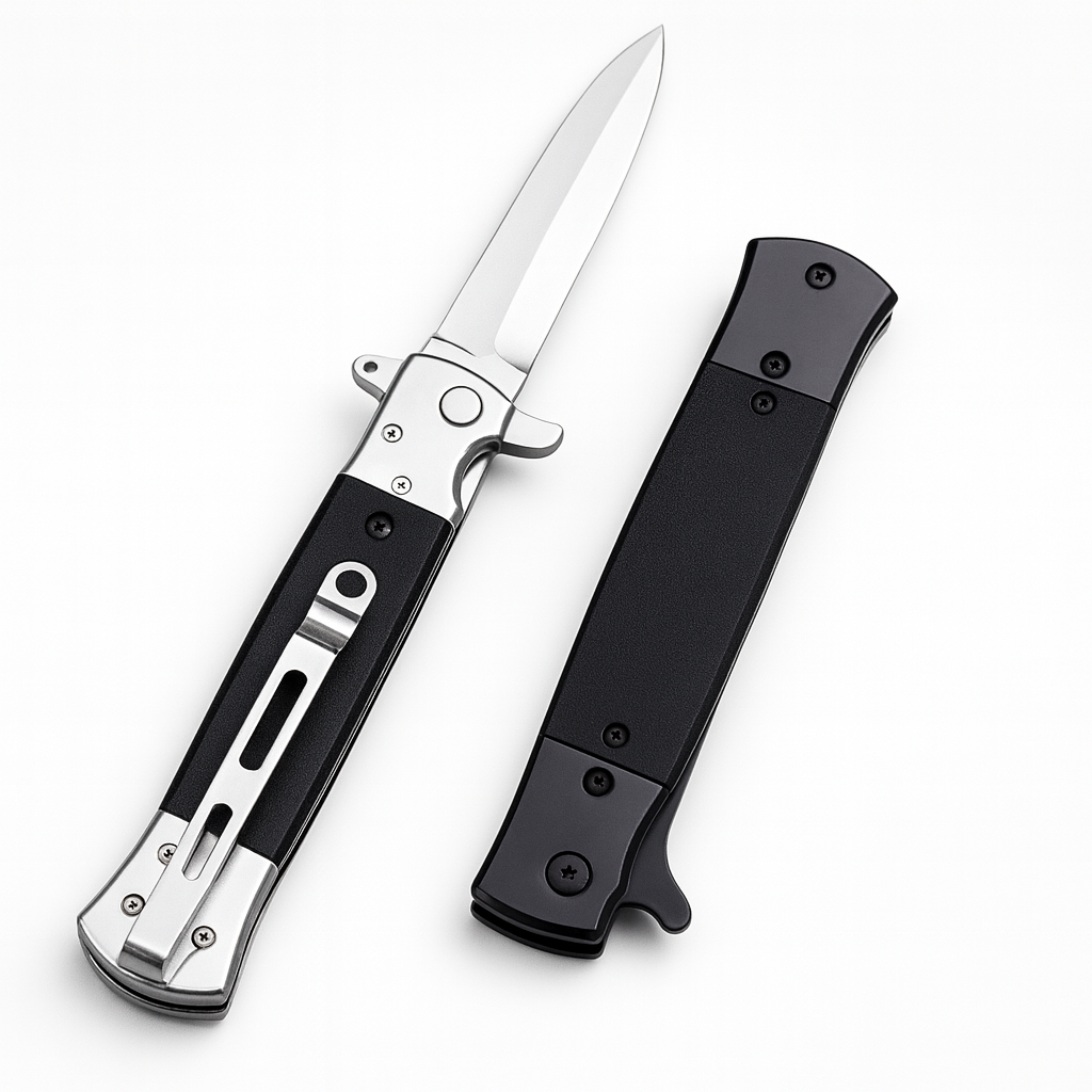 ChatGPT_Image_24_nov._2025_09_36_12 couteau pliant stiletto acier 440 manche G10 noir vue principale