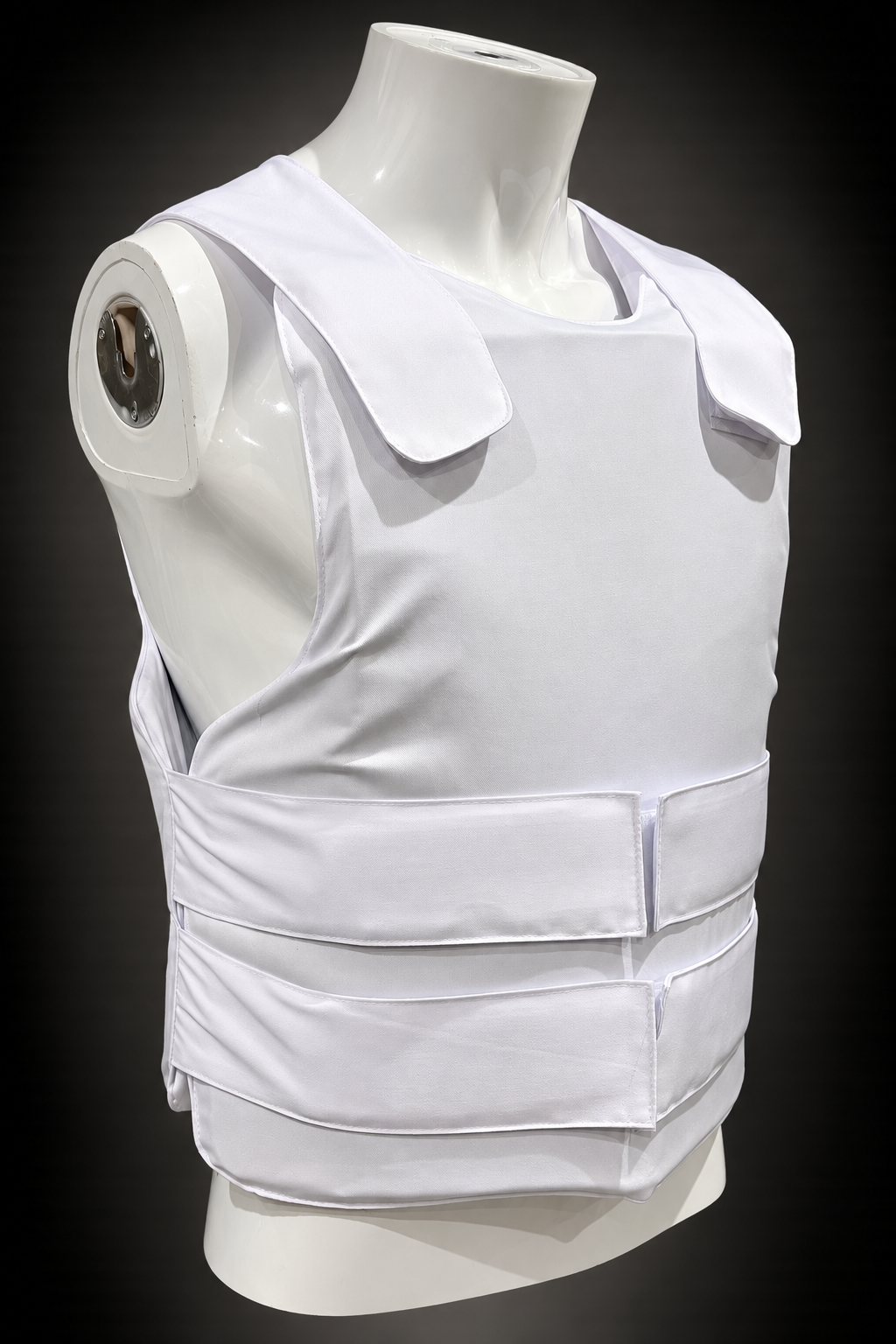 Gilet pare-balles blanc port invisible NIJ IIIA vue trois-quarts