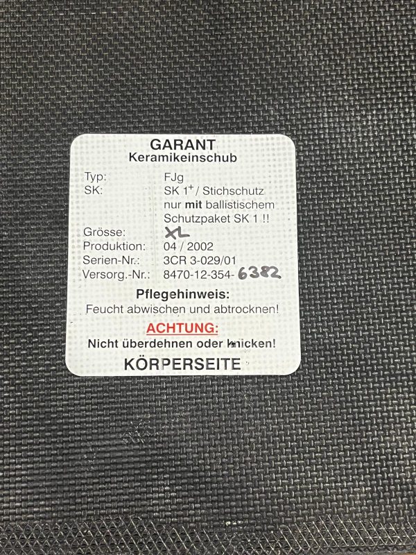 Panneau de protection GARANT FJg – NIJ IIIA – anti-coupure