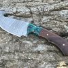 Couteau à dépecer/bushcraft avec crochet damas forgé LLF 21cm couleur au choix