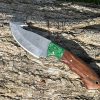 Couteau à dépecer/bushcraft avec crochet damas forgé LLF 21cm couleur au choix