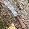 couteau machette damas forgé LLF 33cm manche bois de rose full tang étui cuir vue principale