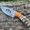 Couteau patrimoine GOLGOTHA damas forgé LLF corne de bélier 20cm