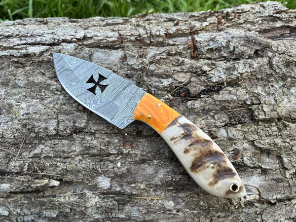 Couteau patrimoine TEMPLIER damas forgé LLF corne de bélier 20cm