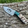 Couteau patrimoine GOLGOTHA damas forgé LLF corne de bélier 20cm