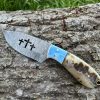 Couteau patrimoine GOLGOTHA damas forgé LLF corne de bélier 20cm