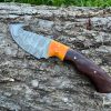 Couteau à dépecer/bushcraft avec crochet damas forgé LLF 21cm couleur au choix