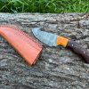 Couteau à dépecer/bushcraft avec crochet damas forgé LLF 21cm couleur au choix