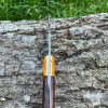 Couteau à dépecer/bushcraft avec crochet damas forgé LLF 21cm couleur au choix