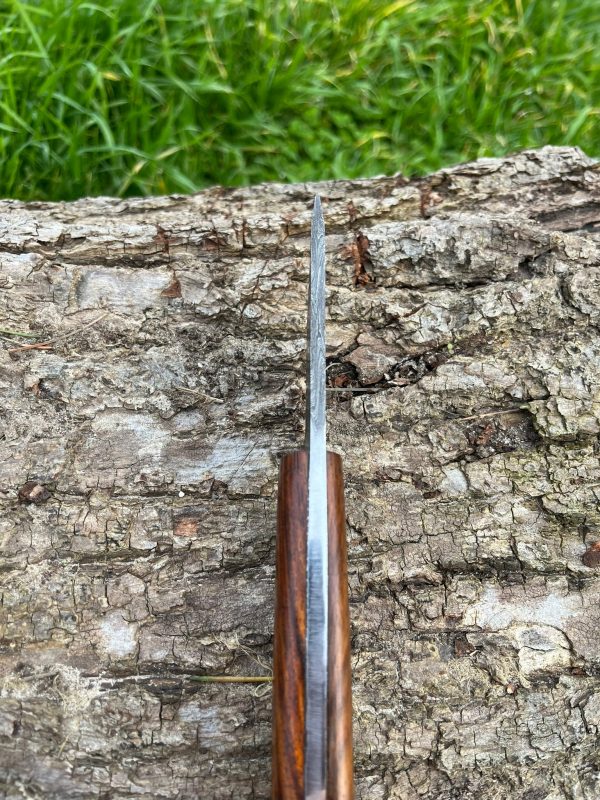 Couteau Bushcraft / Dépeçage en Damas Forgé LLF – 18 cm – Full Tang Brut & Indestructible