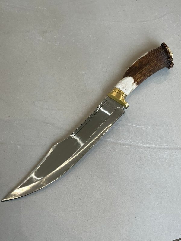 IMG_0908 Couteau grande lame 42cm forgé LLF série CHASSE manche bois de cerf entier