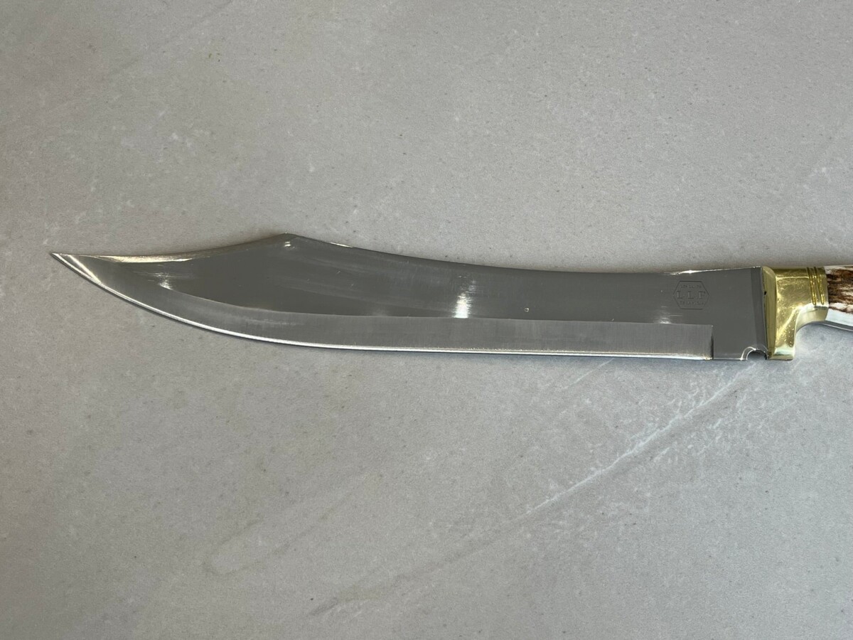 couteau droit forgé LLF 44 cm acier 4034 lame 31,5 cm manche bois de cerf