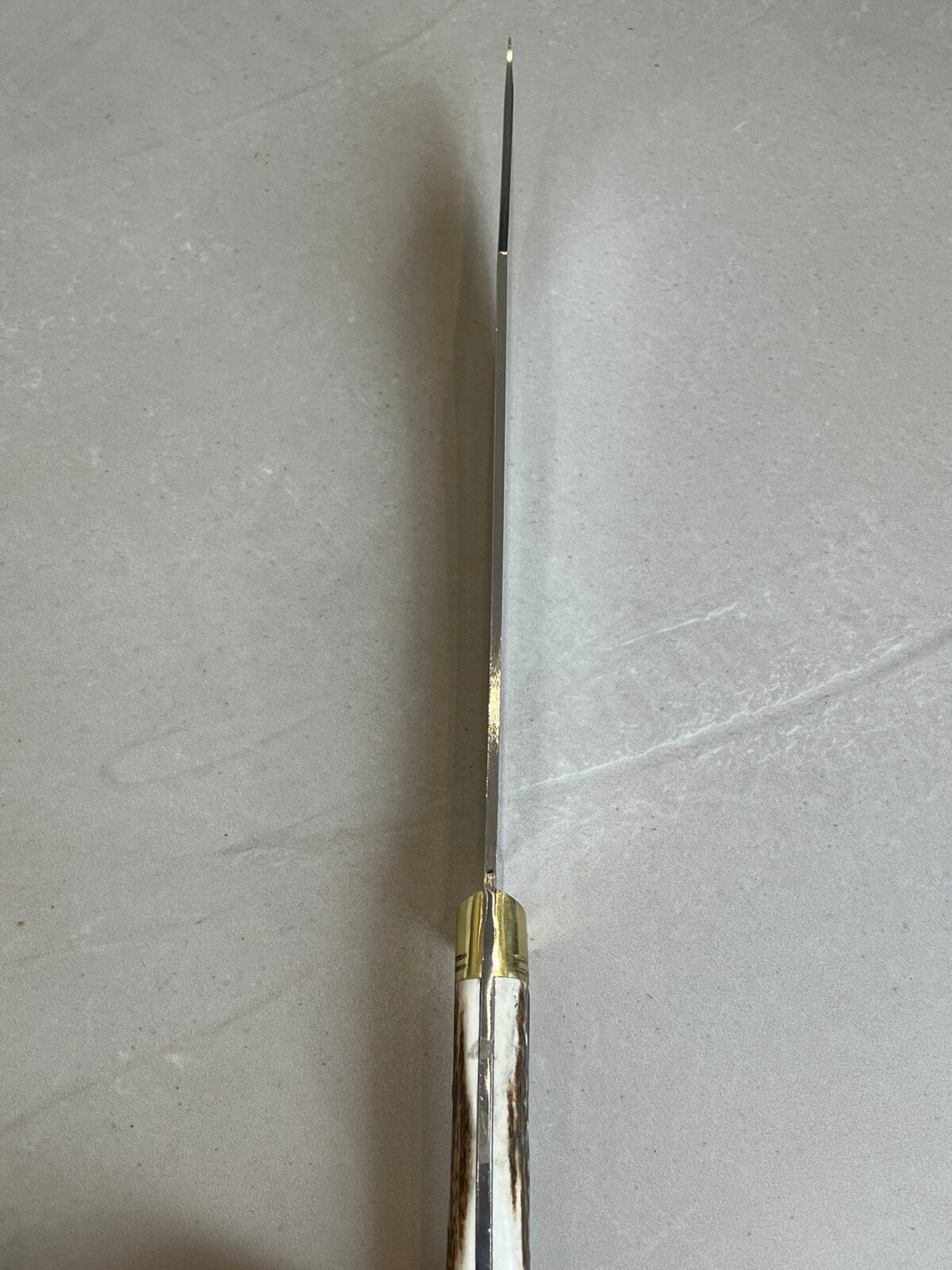 couteau droit forgé LLF 44 cm acier 4034 lame 31,5 cm manche bois de cerf